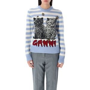 Ganni Striped Graphic Cat Jumper - NWT